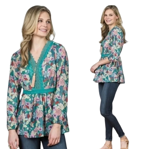 Matilda Jane Kookaburra large l/s boho floral lace peasant top - Picture 7 of 10